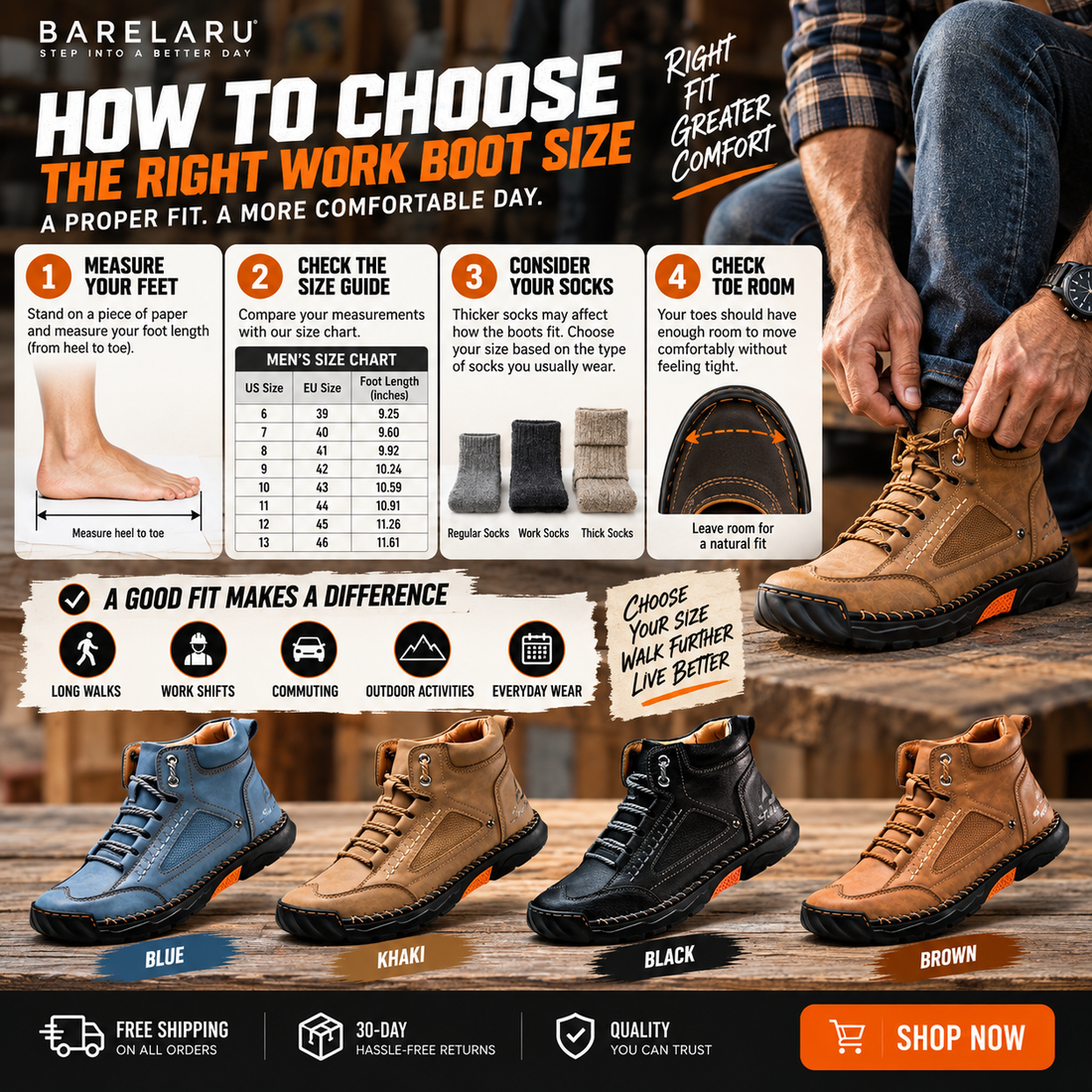 How to Choose the Right Work Boot Size for Comfortable All-Day Wear