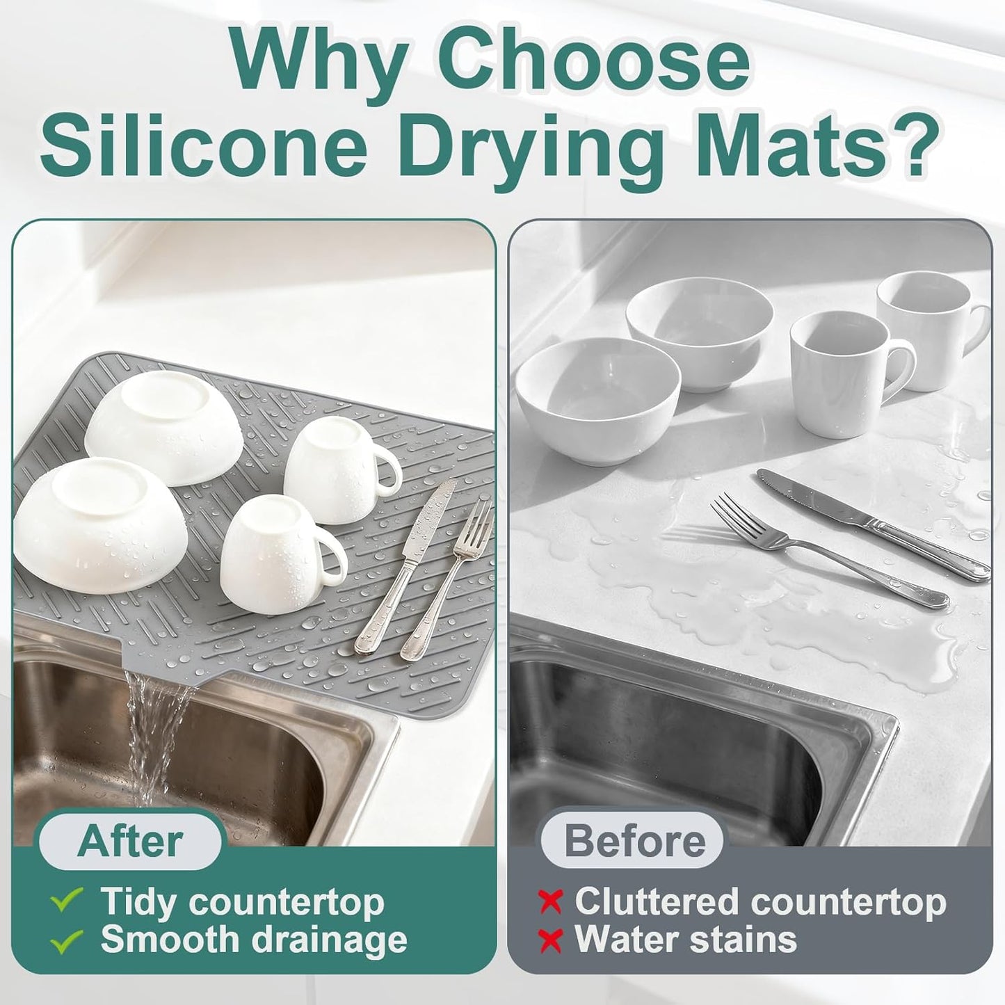Heat Resistant Silicone Dish Drying Mat – 23"x17"