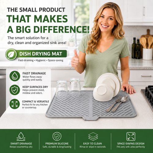 Heat Resistant Silicone Dish Drying Mat – 23"x17"